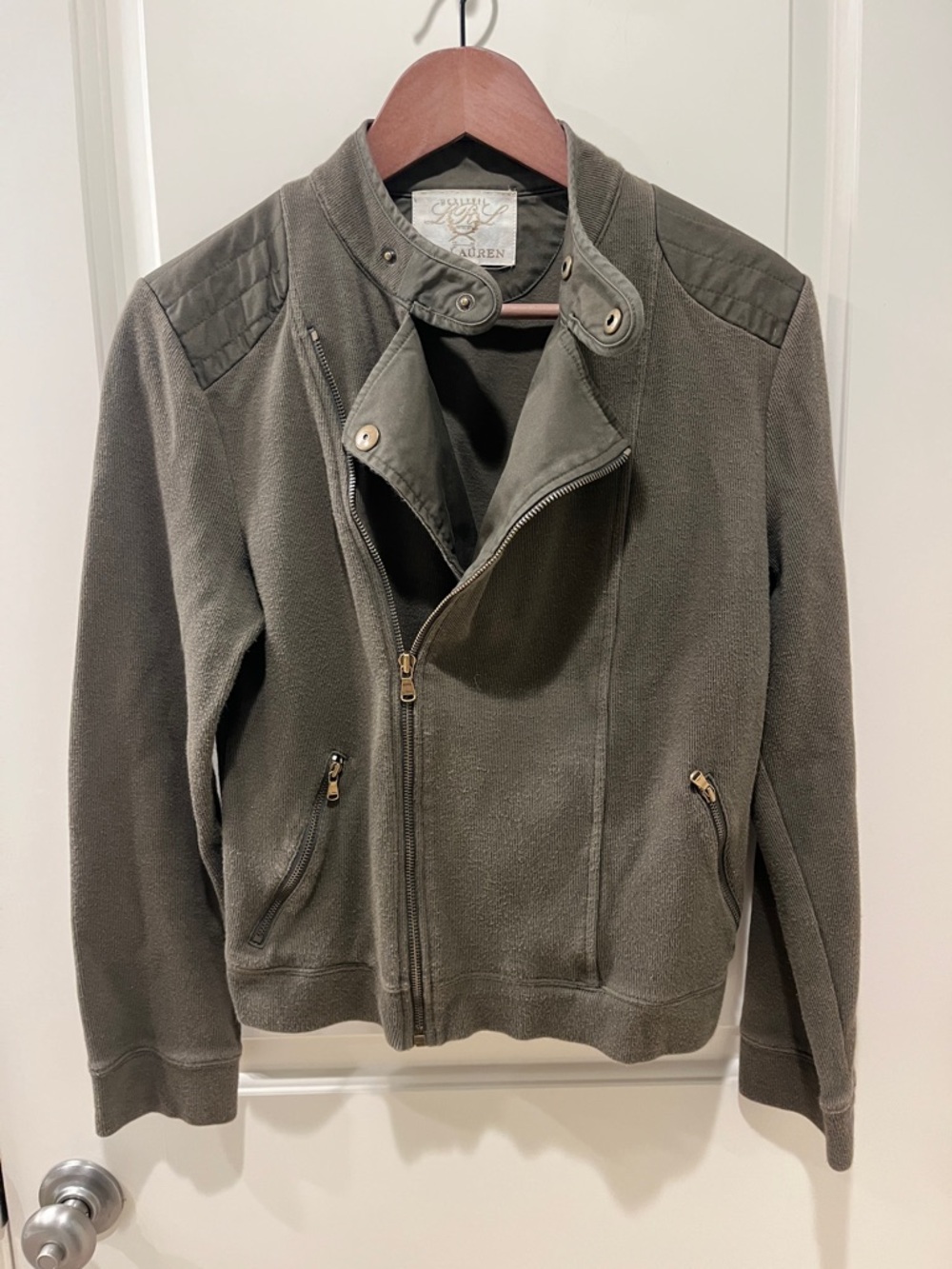 Ralph Lauren Olive asymmetrical  Zip Jacket